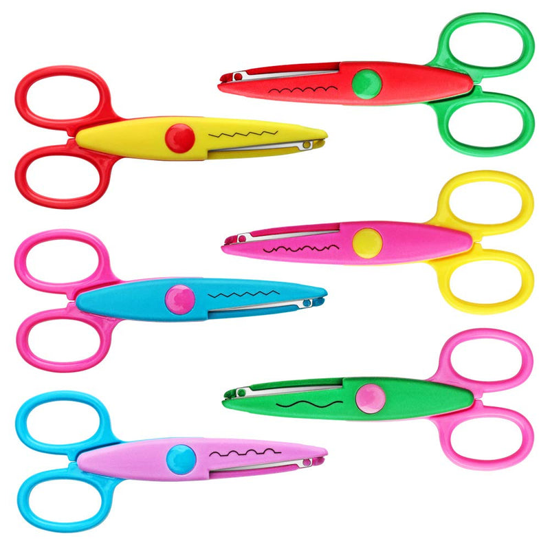 [Australia] - Asdirne Kids Scissors, Kids Craft Scissors Set of 6, Children Serrated Scissors, Zig Zag Cut Scissors, Assorted Colors 