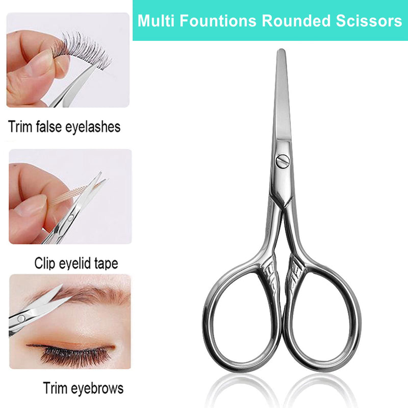 [Australia] - 1 Pack Round Tip Nose Hair Scissors, Stainless Steel Safe Round Head Small Scissors Beard Eyebrow Facial Baby Dog Hair Cut Trimming Men and Women 