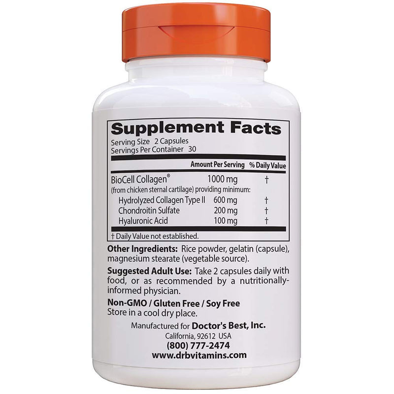 [Australia] - Doctor's Best Hyaluronic Acid with Chondroitin Sulfate, Non-GMO, Gluten Free, Soy Free, Joint Support, 60 Caps 
