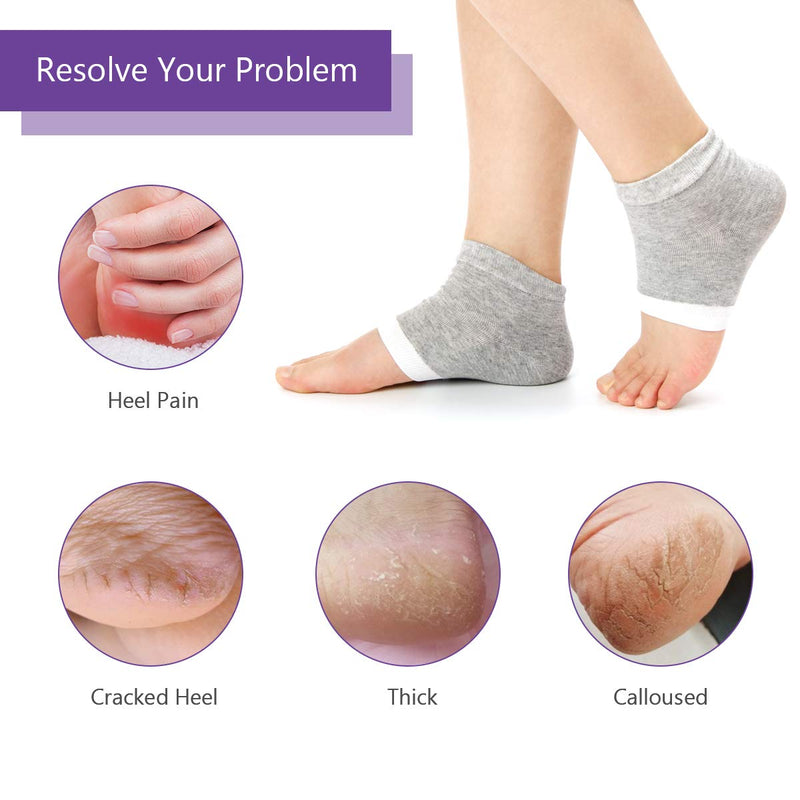 [Australia] - 4 Pairs Heel Moisturizing Socks, Spa Lotion Gel Socks for Dry Cracked Heels, Open Toe Socks for Men and Women for Heal, Treat Dry While You Sleeping 