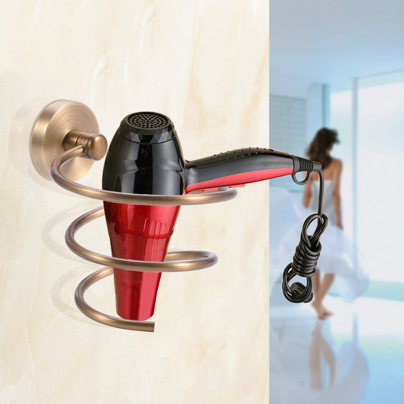 [Australia] - Hair Dryer Holder Antique Wall Mount Solid Brass Blow Dryer Holder Storage Rack Bathroom Organizer Shelf Stand for Washroom Barbershop 