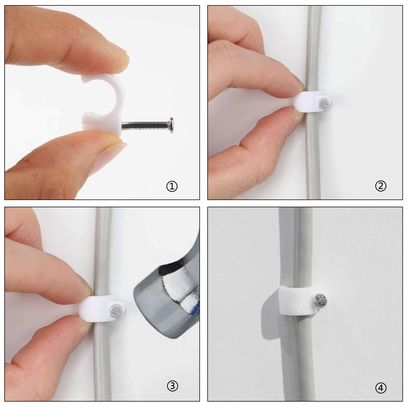[Australia] - Cable Wire Clips 4mm 6mm 8mm 10mm (Pack of 200) Cable Management RG6 RG59 CAT5 CAT6 RJ45 Electrical Ethernet Dish TV Speaker Wire Cord Tie Holder Single Coaxial Nail Clamps 200 Pack 