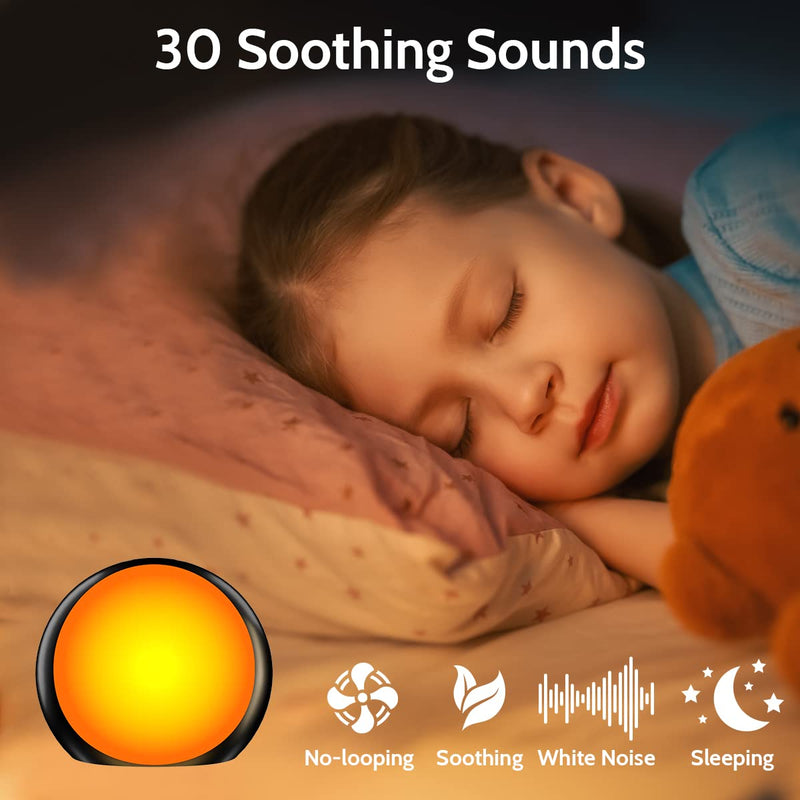 [Australia] - iDealSleep Sound Machine Sleep White Noise Machine with 30 Soothing Sounds 36 Levels of Volume 12 Color Night Lights 10 Levels of Brightness and Memory Function for Adult Baby Home and Travel (Black) Black 
