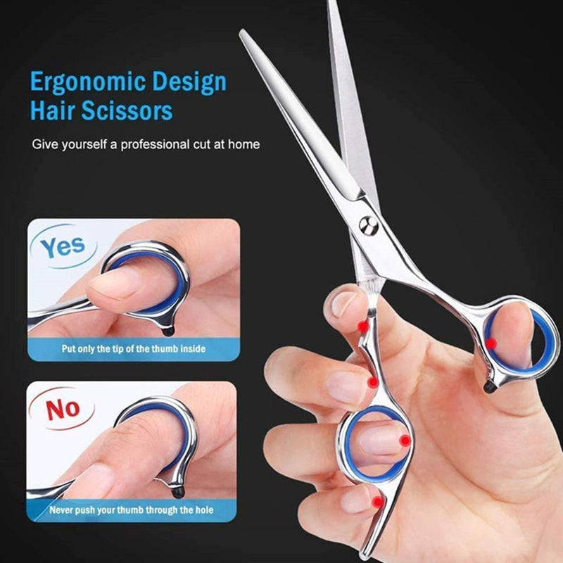 [Australia] - Professional Hair Cutting Scissors Set Hairdressing Hair Cutting Tail Comb Set Hairstyle Care Gadget Barber Texturizing Salon Razor Edge Scissor Detachable Finger Ring 6.7Inch 10 Pcs Ship from USA 