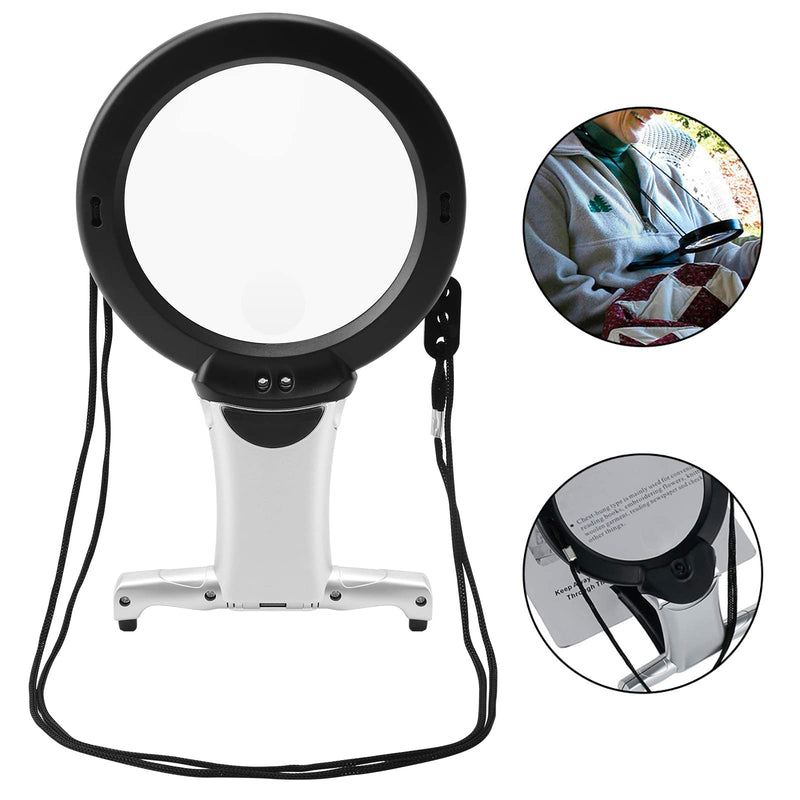 [Australia] - Reading Magnifier, Hands Free Neck Wear Handheld Large Lighted Magnifying Glass Desktop Magnifier with LED Light for Close Work, Reading, Sewing, Cross Stitch, Inspection, Repair, Crafts size 1 