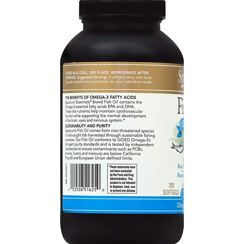 [Australia] - Spectrum Essentials Softgels, Fish Oil Omega-3, 1000 mg, 250 Count Pure Fish Oil 