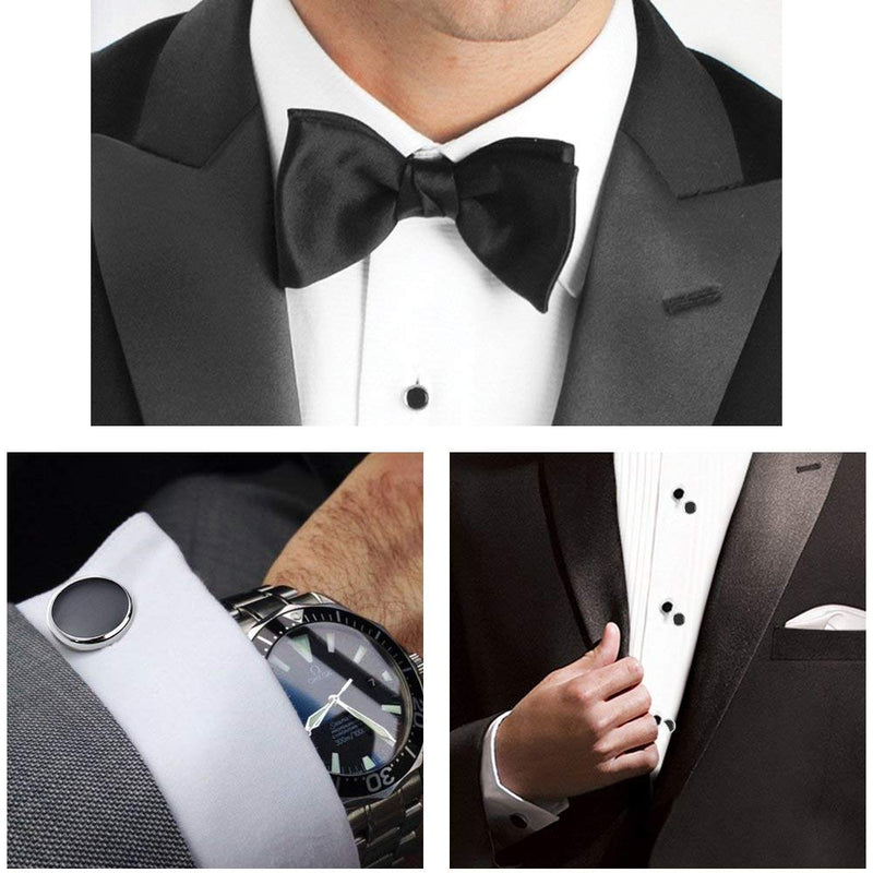 [Australia] - Rovtop Cufflinks and Studs Set for Tuxedo Shirts Business Wedding Round Cufflinks 