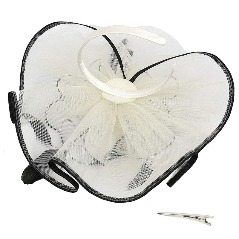 [Australia] - Sinamay Feather Fascinators Womens Pillbox Flower Derby Hat for Cocktail Ball Wedding Church Tea Party Black and White 