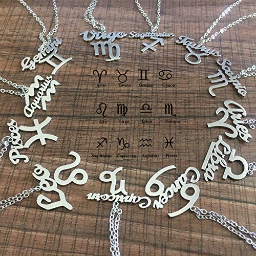 [Australia] - Frodete 12 Zodiac Sign Necklace,Astrology Necklace,Horoscope Necklace,Letter Necklace, Birthday Gift libra 