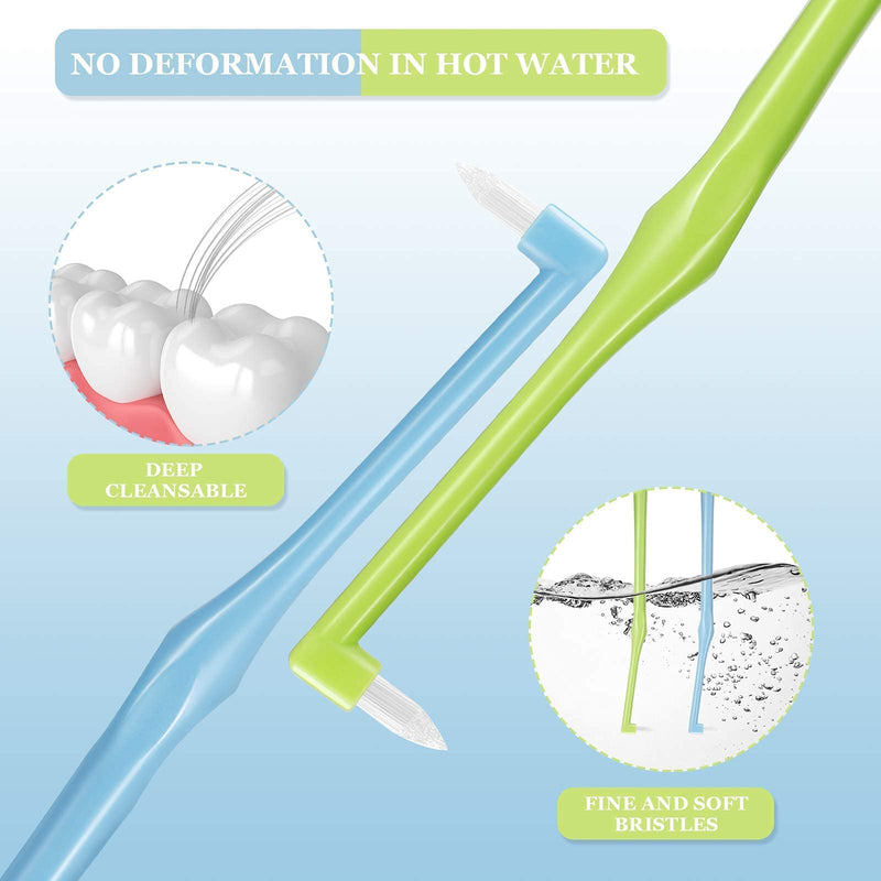 [Australia] - 2 Pieces Tuft Toothbrush Tufted Brush, Slim Interspace Teeth Brushes Trim Tooth Toothbrush for Detail Cleaning (Green, Blue) Green, Blue 