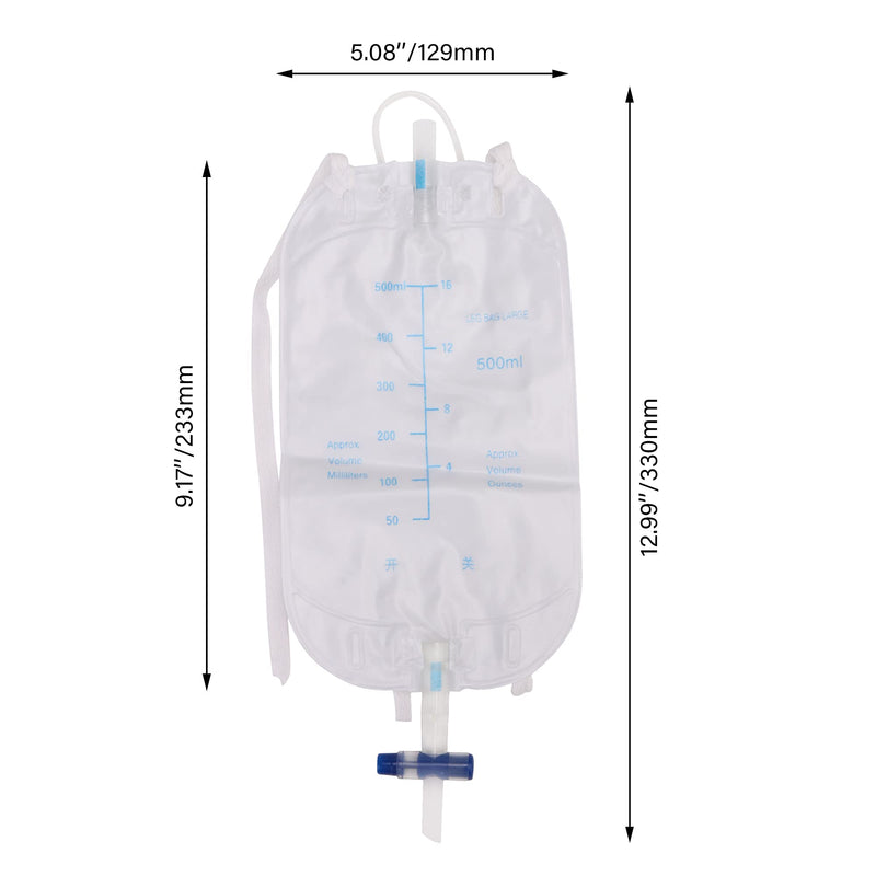 [Australia] - 5X Urinary Incontinence Complete Kit External Catheters Leg Night Drainage Bag with Kink Free Connection(500ml) 