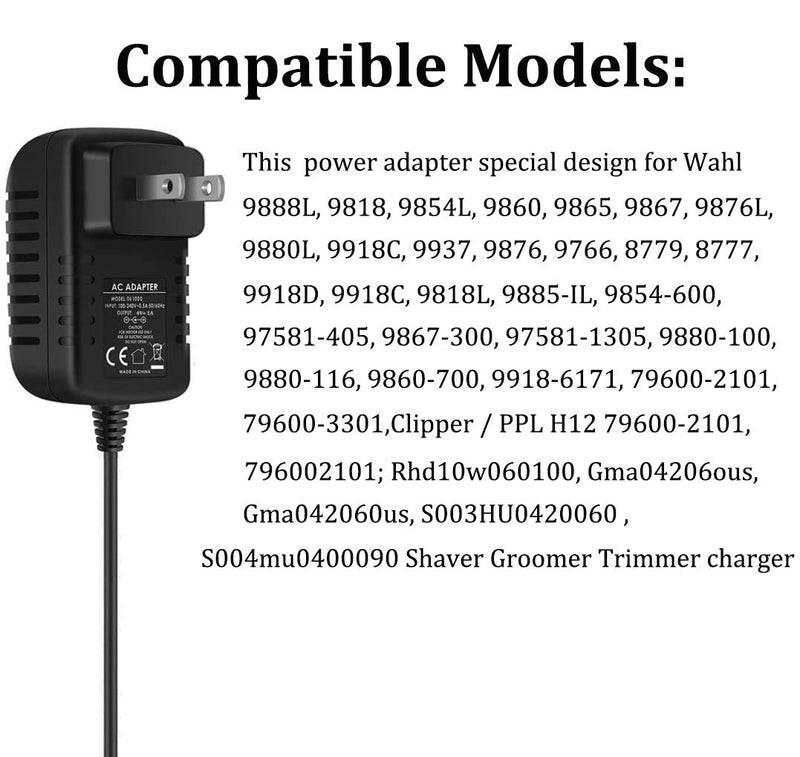 [Australia] - 4.2V AC Adapter Charger for Electric Wahl Shaver Trimmer 9854L 9864 9876L 9818 9818L Groomer-Clipper 9854-600 9867-300 97581-405 79600-2101 97581-1105 Wahl Replacement Shaver Trimmer Power-Supply Cord 