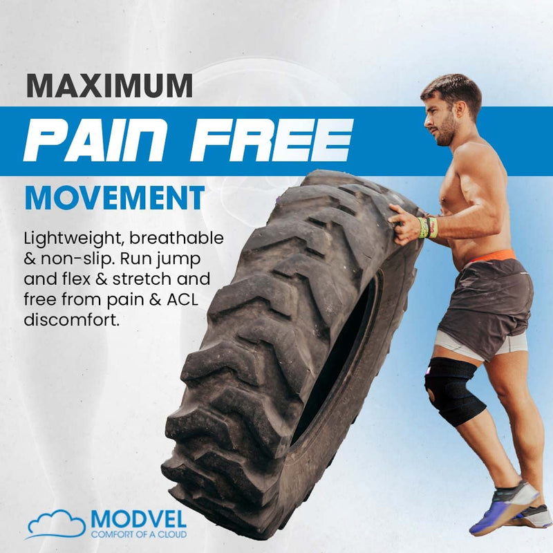 [Australia] - MODVEL Knee Brace with Side Stabilizers | FSA or HSA eligible | Patella Gel Pads Knee Support Braces for Knee Pain, Meniscus Tear,ACL,MCL,Arthritis, Joint Pain Relief,Injury Recovery-4 Sizes. Black XX-Large 