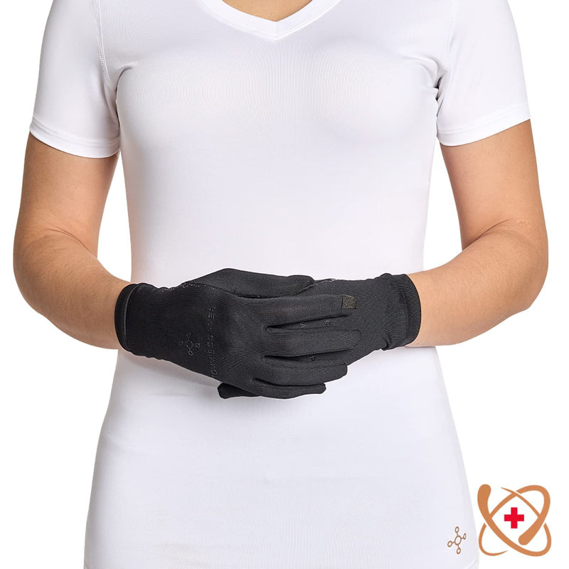 [Australia] - Tommie Copper Unisex Core Compression Infrared Full Finger Gloves Large 