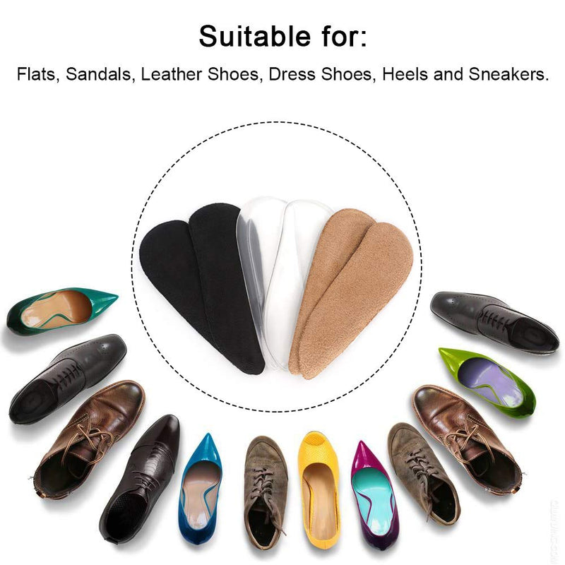 [Australia] - SQHT Orthotics Medial & Lateral Heel Wedge Silicone Insoles for Supination and Pronation, Corrective Adhesive Gel Shoe Inserts for Bow Legs, Foot Alignment, Knock Knee Pain (Transparent+Brown+Black) Transparent+brown+black 