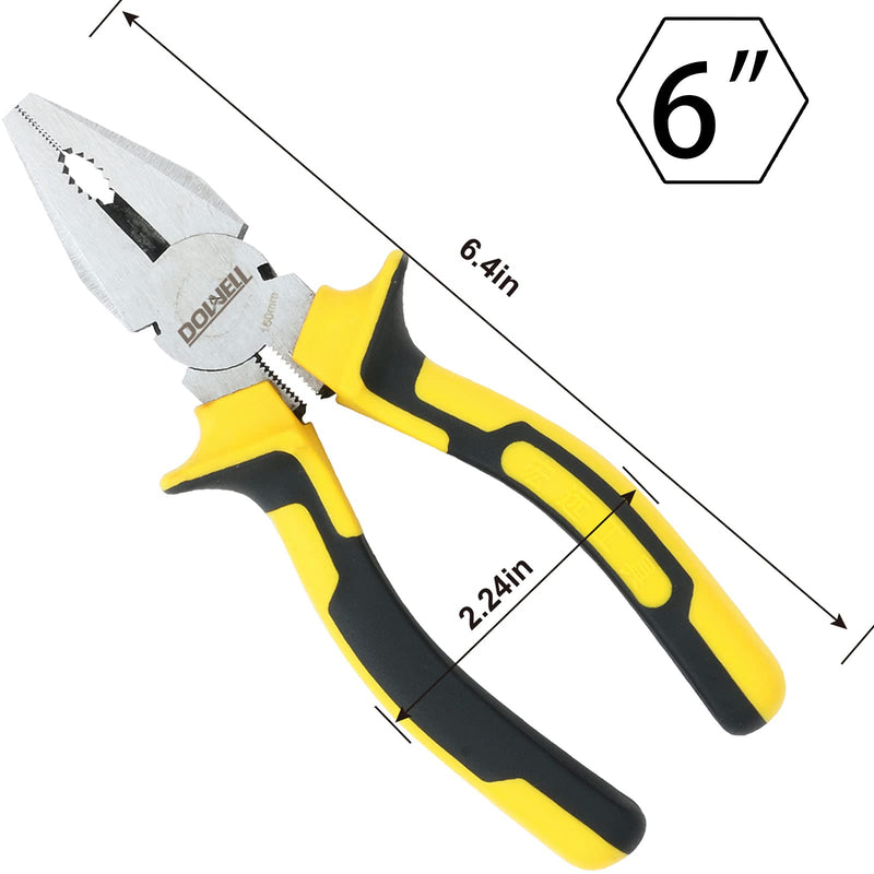 [Australia] - DOWELL Lineman's Pliers Combination Pliers with Cutter 6 Inch Heavy Duty Nickel Chromium Steel Construction And Professional Handle 6" Lineman's Pliers 