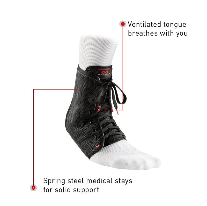 [Australia] - Mcdavid Ankle Brace, Ankle Support, Lace up Ankle Brace, Ankle Support Brace for Ankle Sprains, Volleyball, Basketball, for Men & Women, Sold as Single Unit (1) Medium Black 