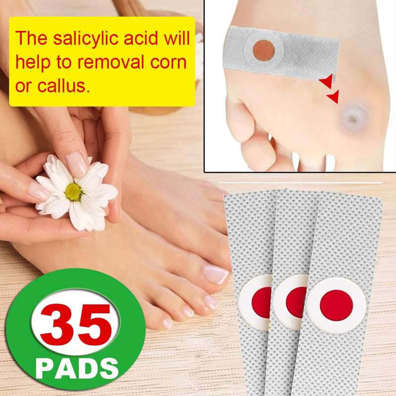 [Australia] - 35x Corn Removers Pads, Salicylic Acid Corn & Callus Removal Treatment, Strengthen Corn Removal Cushion Suitable for All Foot Types White 