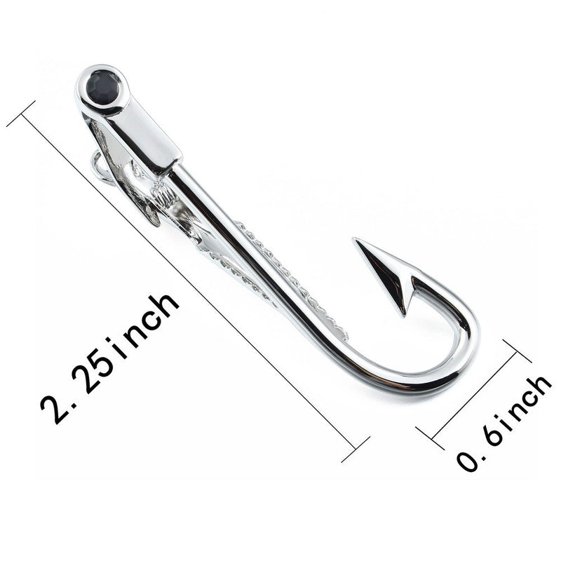 [Australia] - HAWSON Interesting Tie Clip 2.2 Inch Silver Color Mens Necktie Accessory Fishhook 