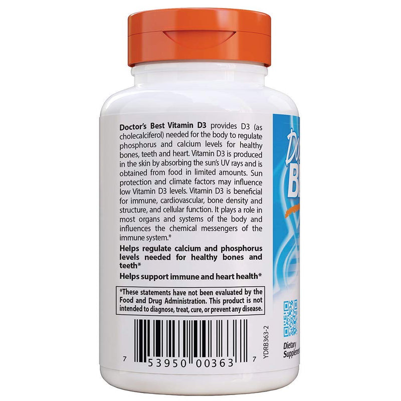 [Australia] - Doctor'S Best Vitamin D3 5, 000 Iu for Healthy Bones, Teeth, Heart & Immune Support, Non-GMO, Gluten-Free, Soy Free, 720 Count (Pack of 1) 