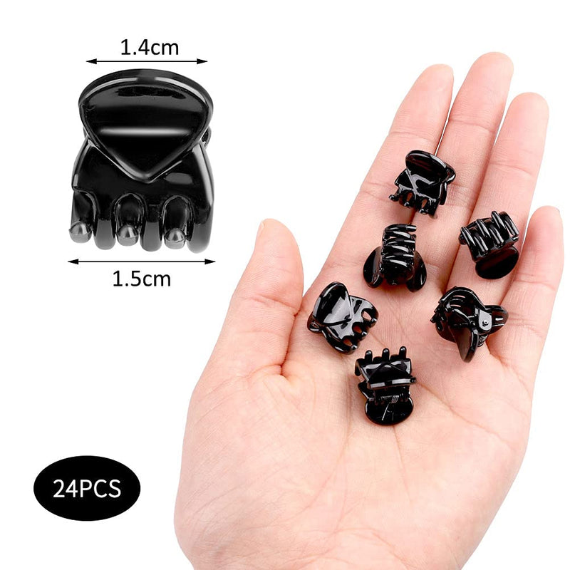 [Australia] - 24 Pcs Mini Hair Clips, Hair Claws Pins Clamps Hair Accessories Clips Small Micro Hair Jaw Clips for Women Girl's Hair（Black） Black 
