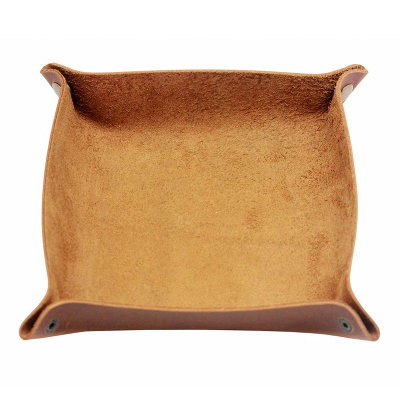 [Australia] - boshiho Valet Tray for Men, Leather Jewelry Catchall Key Phone Coin Box Change Caddy Bedside Storage Box (Crazy Horse Leather - Light Brown) Crazy Horse Leather - Light Brown 