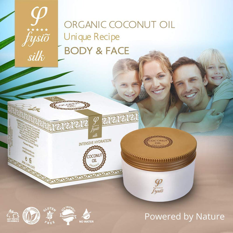 [Australia] - Fysio Organic Extra Virgin Coconut Oil for Skin Enriched with Beeswax, Olive Oil, Argan & Jojoba | Ideal as Natural Body Butter Moisturiser, Hydrating Hair Mask, Leave in Conditioner | 250ml 