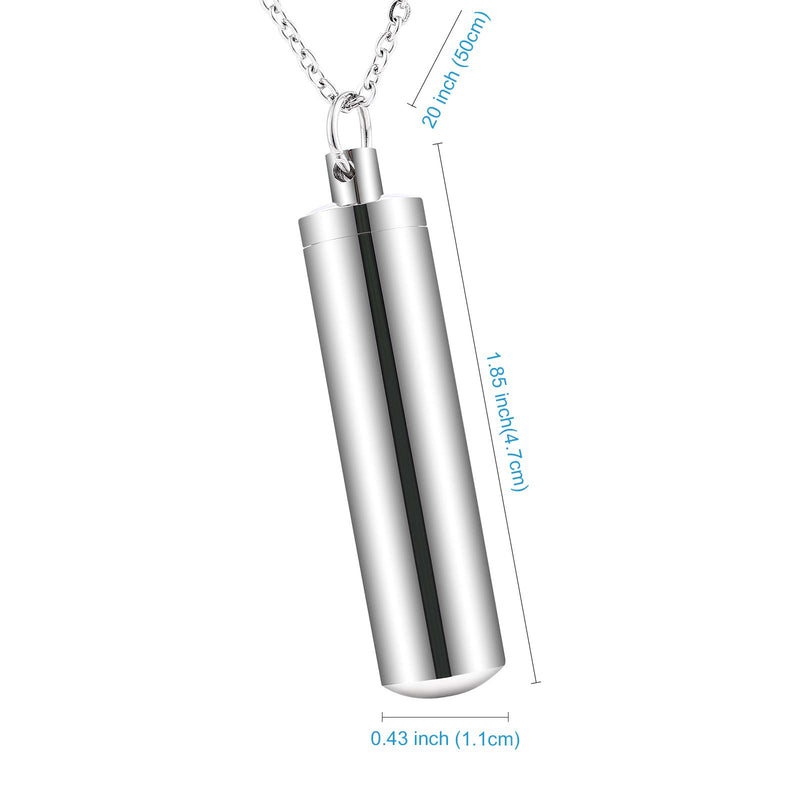 [Australia] - Chunky Cylinder Cremation Urn Necklace in Stainless Steel, Urn Necklace for Human or Pet Ashes, Remembrance Gifts, Secret Message Vial, Stash Locket, Ash Vial Jewelry 