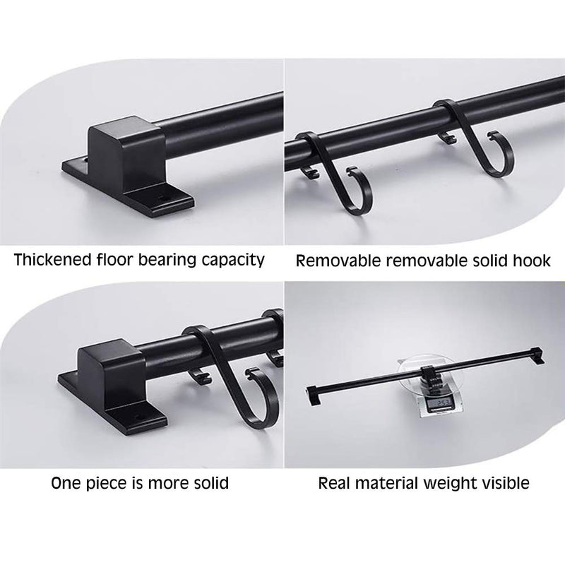 [Australia] - Smallboutique Black Aluminum Utensil Holder Rack, Wall Mounted Hanging Rack with Removing Hooks for Kitchen and Bathroom (30cm) 30cm 