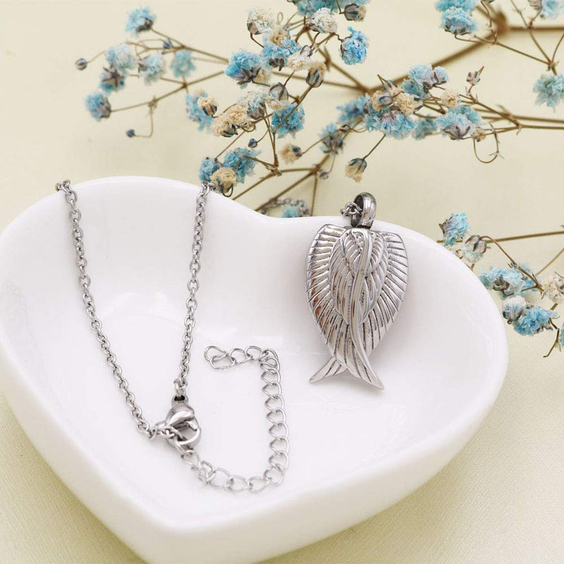 [Australia] - Feather Wings Keepsake Urn Pendant Necklace 316L Stainless Steel Cremation Jewelry for Ashes Dog Cat Memorial 