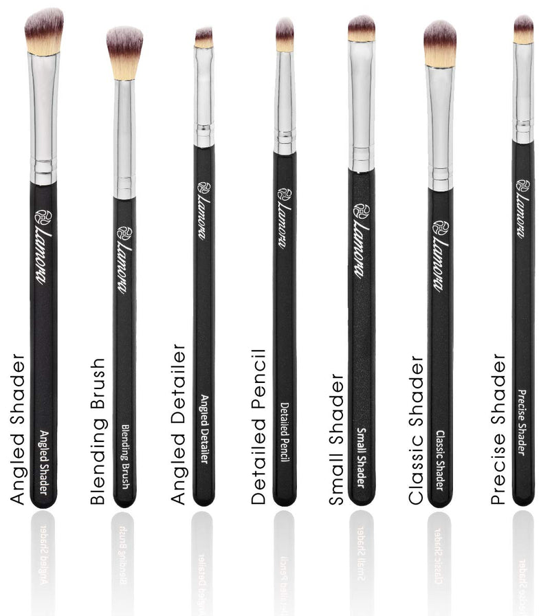 [Australia] - Eye Makeup Brushes Eyeshadow Brush Set - 7pcs Soft Synthetic Eyeshadow Blending Brush Kit - For Blending Eyeshadow, Eyeliner, Crease, Eyebrow - Long Lasting, Apply Better, Flawless Look Makeup Black/Silver 