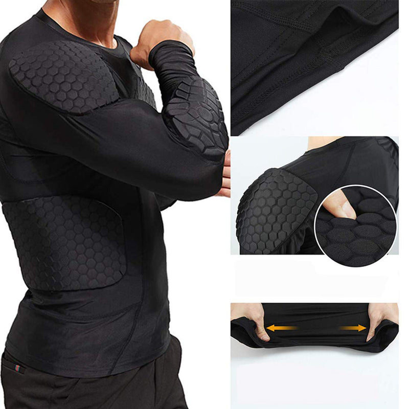 [Australia] - Men’s Protective Gear Chest Rib Shoulder Back Guards Sports Shock Rash Guard Compression Padded Shirt for Baseball Football Soccer Rugby Volleyball Bicycle XXL XX-Large 