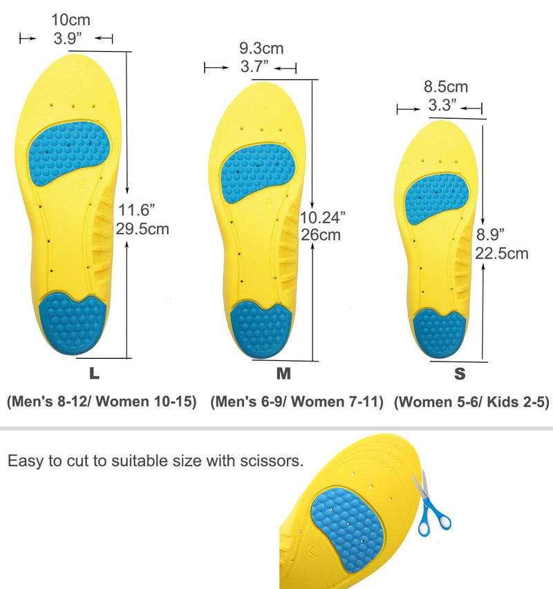 [Australia] - Insoles Memory Foam Insoles Shoes Inserts for Men and Women, Kids, Providing Arch Support, Cushion and Shock Absorption, Relieve Foot Pain (S) S (Women 5-6/ Kids 2-5) 