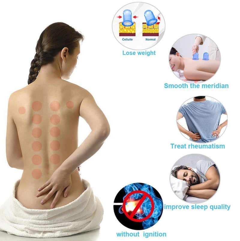 [Australia] - Silicone Cupping Therapy Set and Cellulite Massager, Anti Cellulite Cup Massage Roller, Vacuum Massage Cup Kit Body Cup Set Health Beauty Care, 3 Pcs(Large & Medium Cup and Body Roller Brush) 3 PCS Blue 