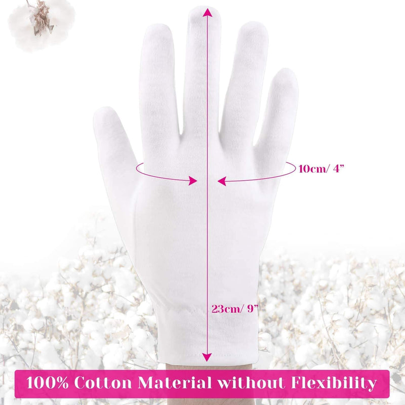 [Australia] - Moisturizing Gloves Over Night Bedtime White Cotton | Cosmetic Inspection Premium Cloth Quality | Eczema Dry Sensitive Irritated Skin Spa Therapy Secure Wristband| One Size Fits Most (1 Pair) 1 Pair 