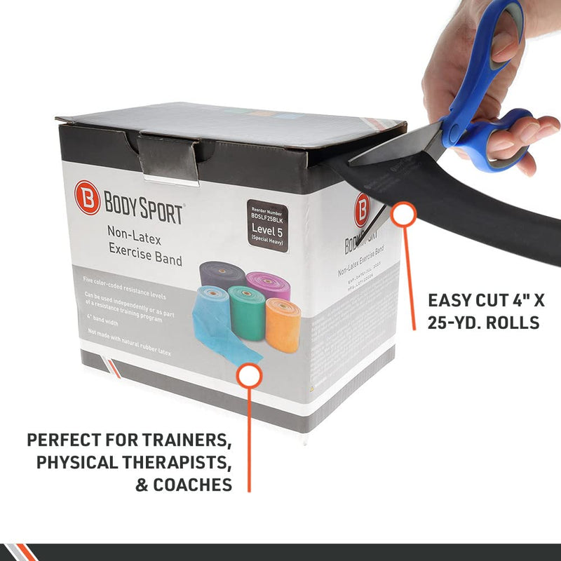 [Australia] - Body Sport Exercise Bands - 25 yd. Roll of Special Resistance Bands for Stretching, Fitness or Physical Therapy, Non-Latex Light Blue 