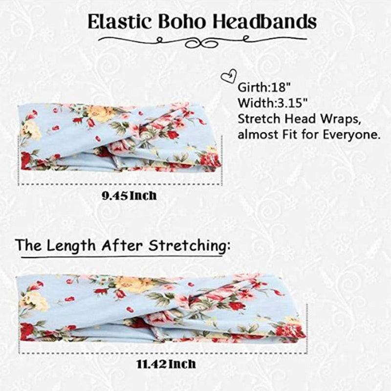 [Australia] - Simsly Boho Cross Printed Headband Elastic Turban Twist Knotted Hair Band Yoga Workout Head Wraps for Women and Girls(3pcs) 