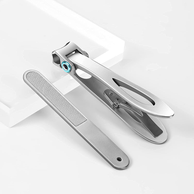 [Australia] - FVION Nail Clippers for Thick Nails, 16mm Wide Jaw Opening Fingernail Toenail Cutter with File Manicure Set Large Nail Clippers Set for Men and Women Silver 