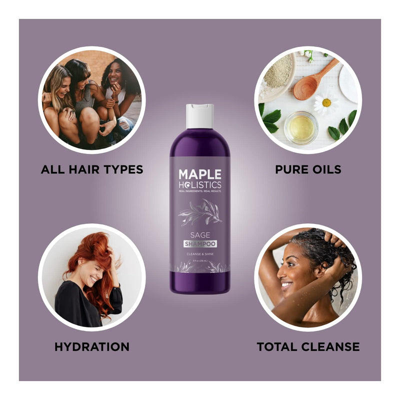 [Australia] - Vitamin Shampoo for Dandruff + Hair Loss - Anti Dandruff Sulfate Free Treatment for Healthy Scalp + Hair Growth - Anti-Aging Damage Repair with Sage - Relieve Itching Flaking Dry Skin + Thinning Hair 