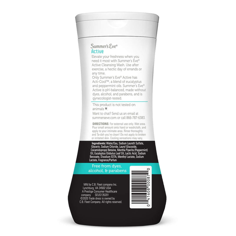 [Australia] - Summer's Eve Active Cooling Feminine Cleansing Wash, mint, eucalyptus, 12 Fl Oz 12 Fl Oz (Pack of 1) 