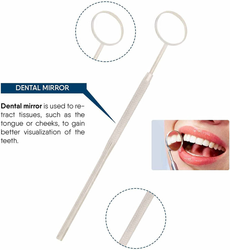 [Australia] - Dental mirror with handle tooth mirror dental stainless steel dentist tools for teeth cleaning inspection oral hygiene mouth mirror for daily use ce 