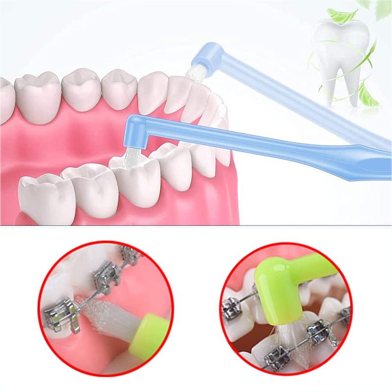 [Australia] - 2pcs Interspace Toothbrush Soft Trim Single Tufted Wisdom Toothbrush for Detail Cleaning and Orthodontic Braces (Green and Blue) 