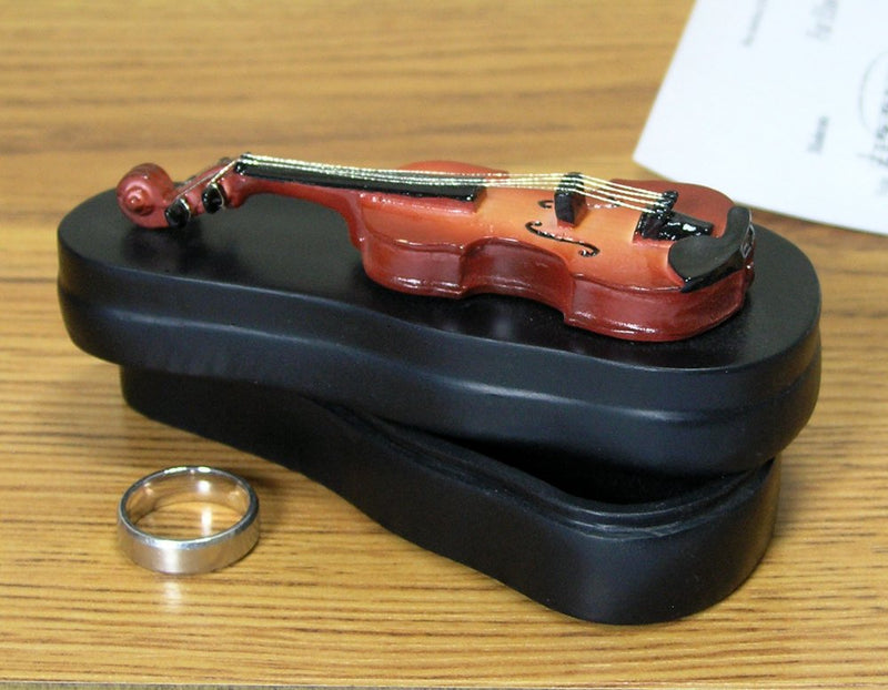 [Australia] - BANBERRY DESIGNS Violinist Music Instrument Replica Box Keepsake Ring - Orchestra Musician Gift Velvet Trimmed 