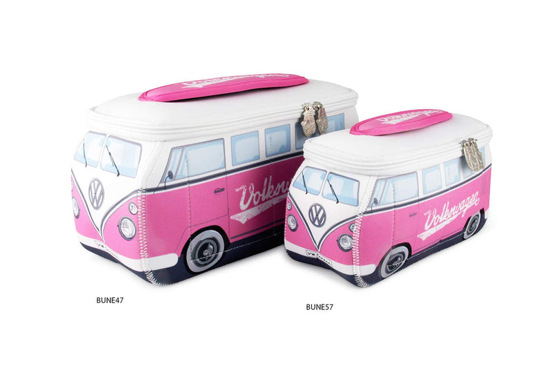 [Australia] - BRISA VW Collection - Volkswagen Samba Bus T1 Camper Van 3D Neoprene Small Universal Bag - Makeup, Travel, Cosmetic Bag (Neoprene/Pink) 