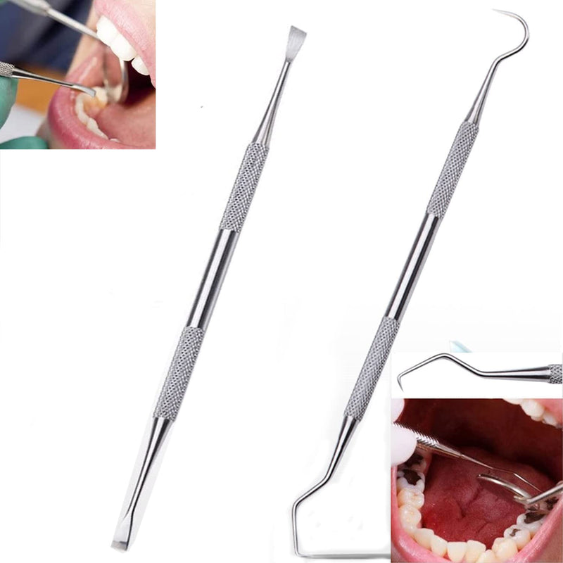 [Australia] - Dog Dental Tooth Tool,3 PCS Stainless Steel Dentist Teeth Cleaning Probe Tooth Scaler Scraper Double Headed Tarter Remover Scraper Pick Calculus Plaque Remover Repair 