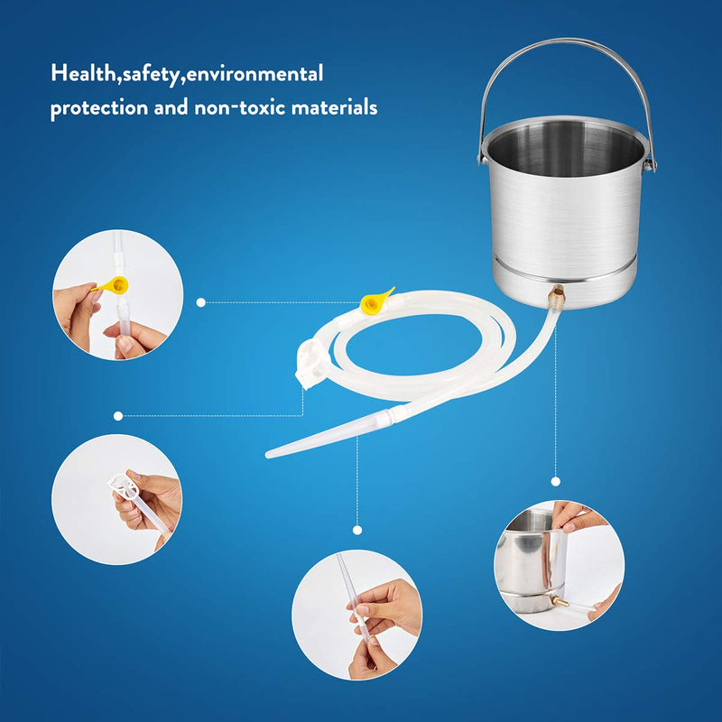 [Australia] - GNEGKLEAN Enema Kit Stainless Steel 2 Quart Capacity Bucket 5ft Silicone Hose for Colon Detox Cleanse Enemas 