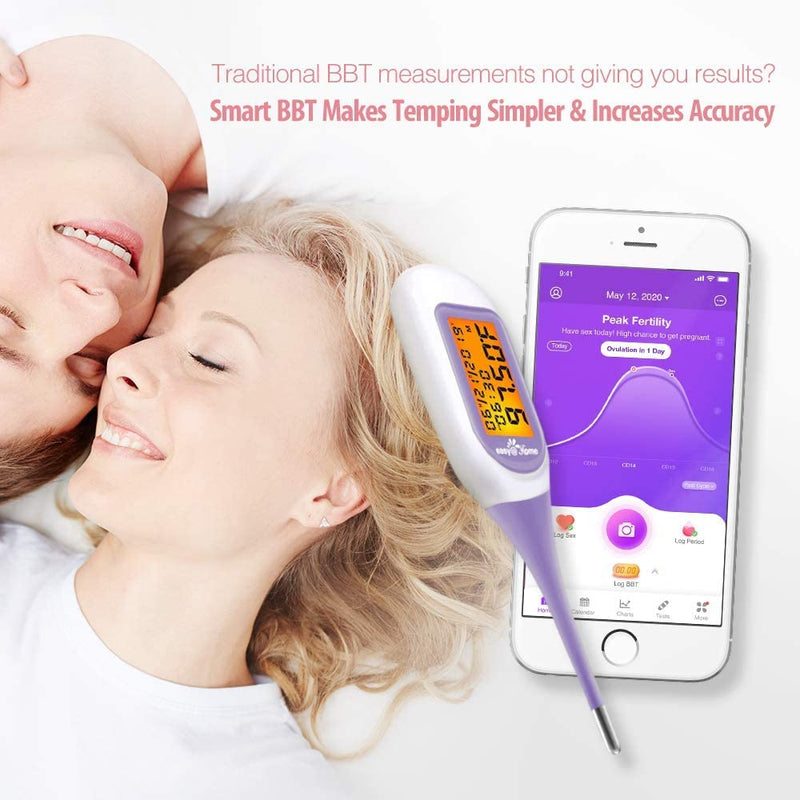 [Australia] - Easy@Home Smart Basal Thermometer, Large Screen and Backlit, Period Tracker with Premom (iOS & Android) - Auto BBT Sync, Charting, Coverline, Accurate Fertility Prediction EBT-300 Purple 