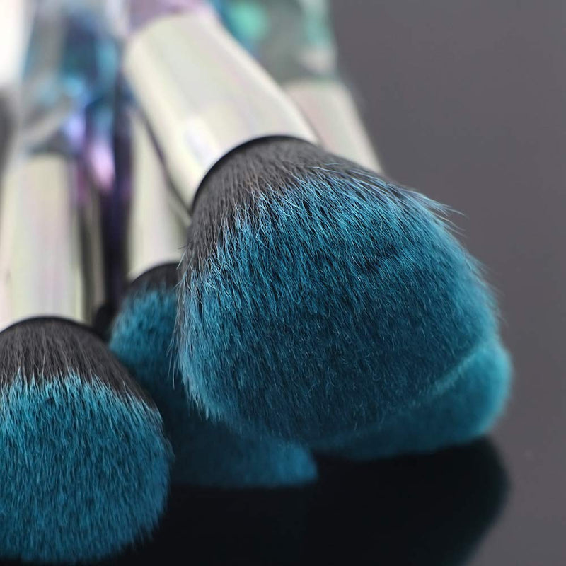 [Australia] - Makeup Brushes, 10PCs Professional Cosmetic Brush Set Special Shiny Foundation Face Powder Brush Eyeshadows Blending Blush Brushes Colorful Plastic Handle (Blue) Blue 