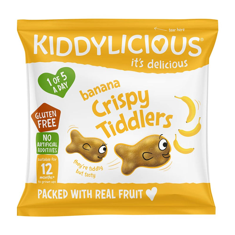 [Australia] - Kiddylicious Banana Crispy Tiddlers - Delicious Real Fruit Treat for Kids - Suitable for 12plus Months - 18 Packs 