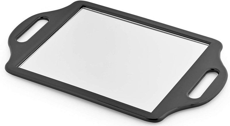 [Australia] - Mirrorvana X-Large Barber Hand Mirror with Double Comfy Grip Twin Handles - Black (14" x 8.5") 